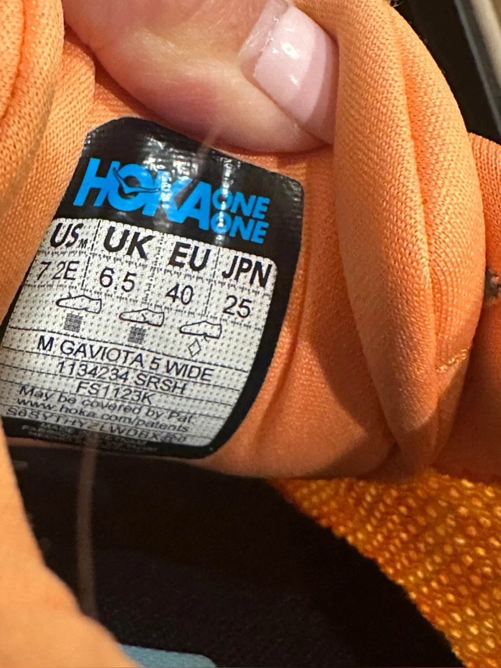 Hoka One One Gaviota 5 Men's Running Sneakers Size 7 2E Wide Solar Flare Orange
